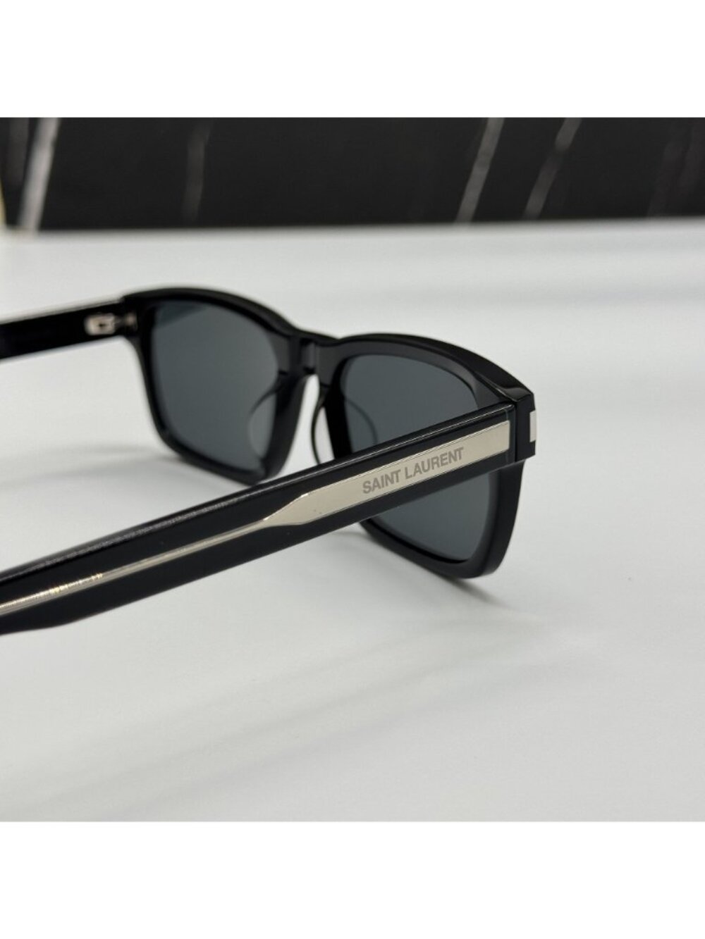 Saint Laurent SL662 001 Square Black Gray Sunglasses - Picture 7 of 10